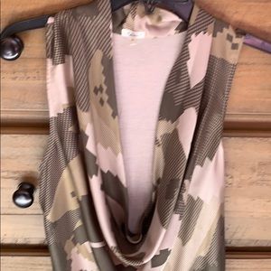 Flounce Silk Cowl Neck Sleeveless Top